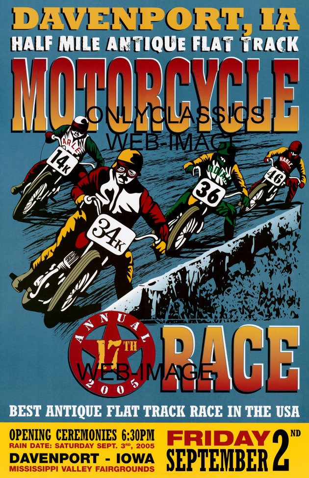 Vintage Motorcycle Racing Poster Cycles Antique Flat Track Great ART