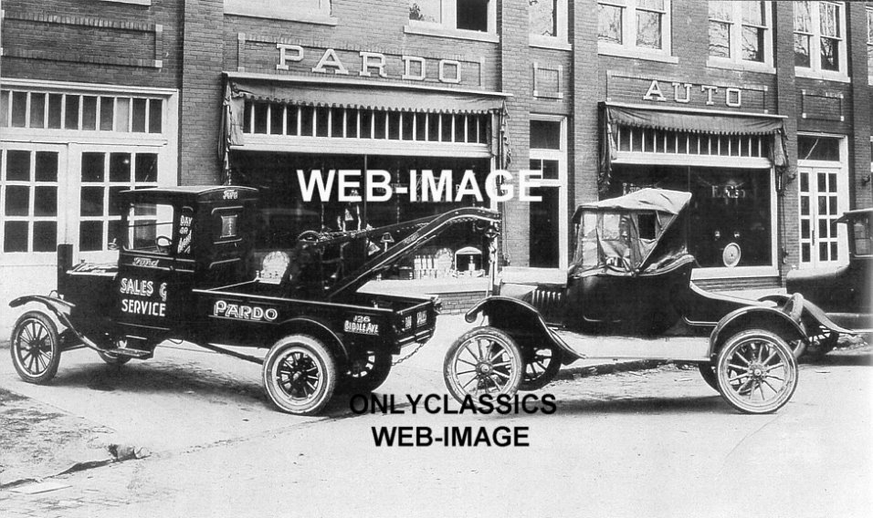 1920s PARDO FORD SALES & SERVICE AUTO DEALER TOW TRUCK WRECKER MODEL T