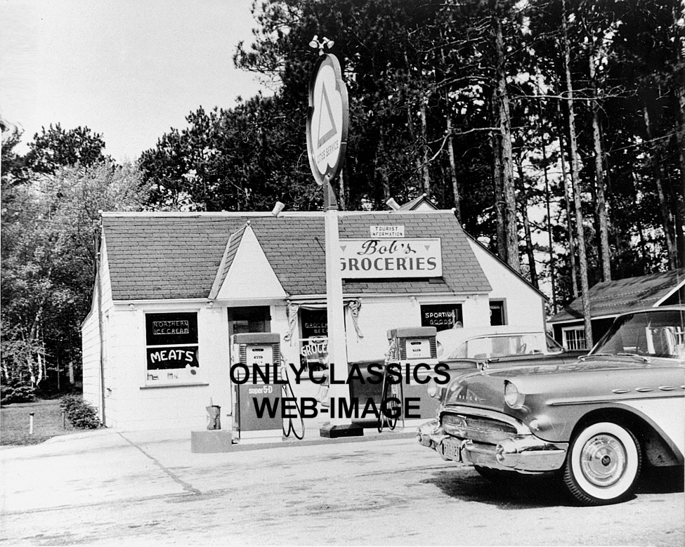 50's BOB'S GROCERY GAS STATION PHOTO AUTRAIN MI AUTOMOBILIA AMERICANA