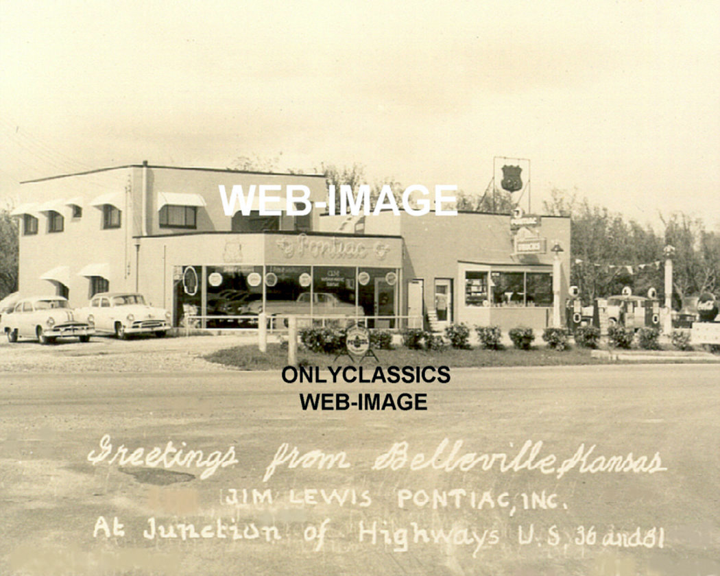 1954 PONTIAC AUTO DEALER SHOWROOM & PHILLIPS GAS STATION PHOTO
