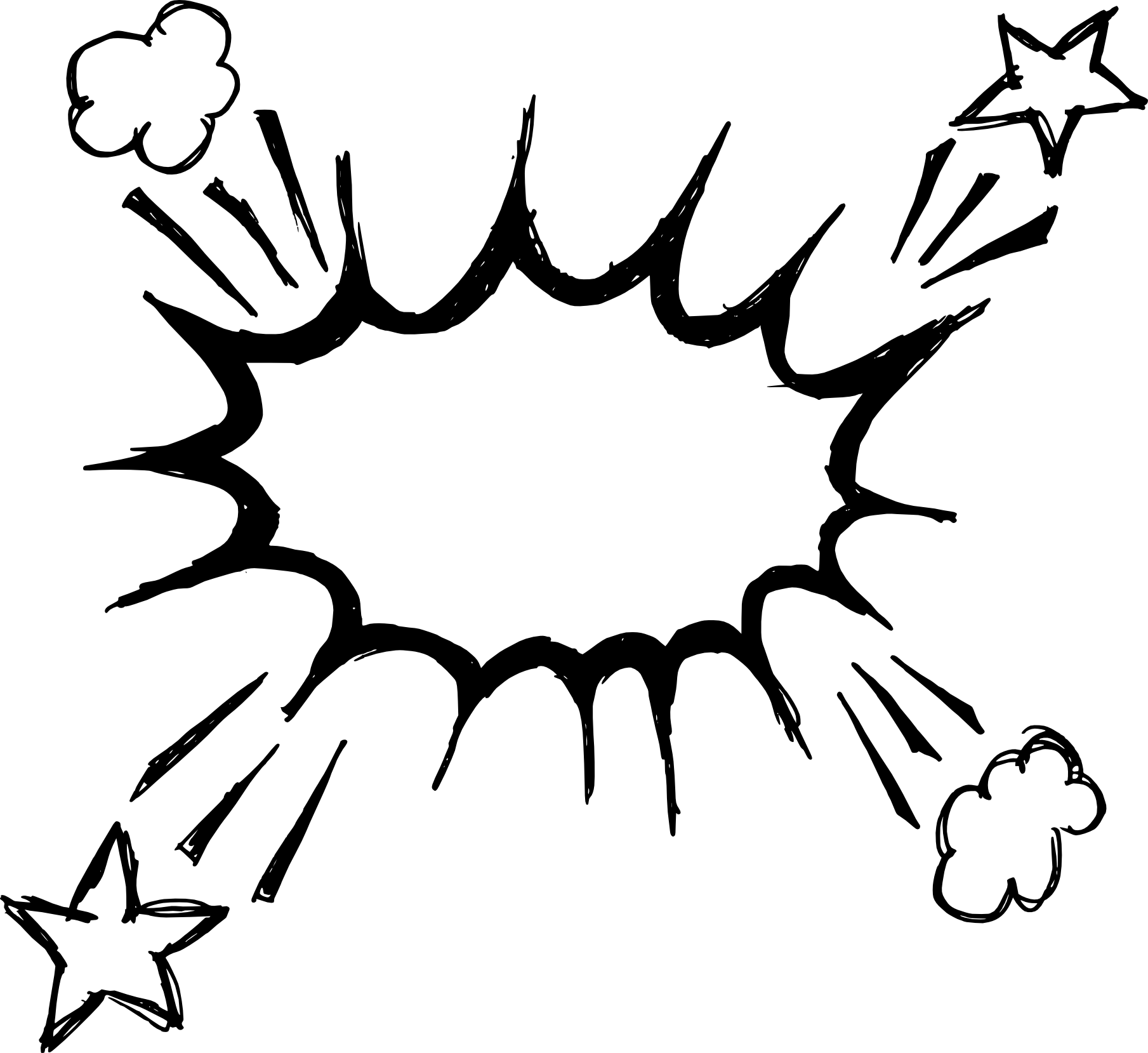 Hand Drawn Comic Speech Bubble Explosion (PNG Transparent)