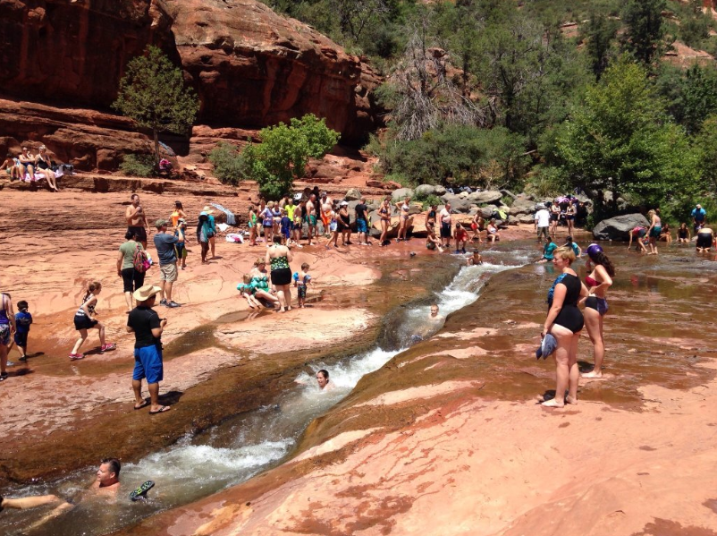 Natural Water Slide At Slide Rock State Park In Arizona