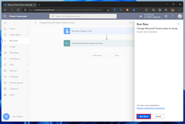How to update your Microsoft Teams status using Power Automate