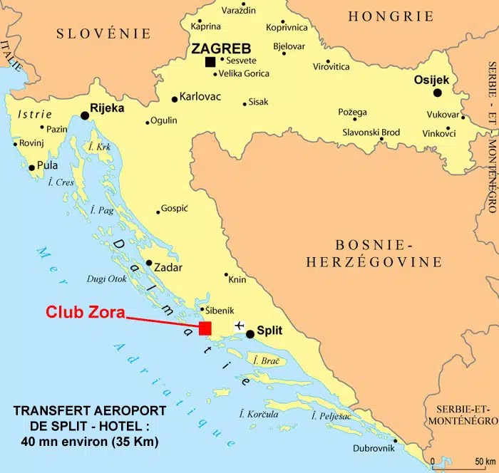 Pain Points Liés À La Carte Croatie Primosten Hôtel 3 étoiles Club Zora, Primosten, Croatie Photos, description et