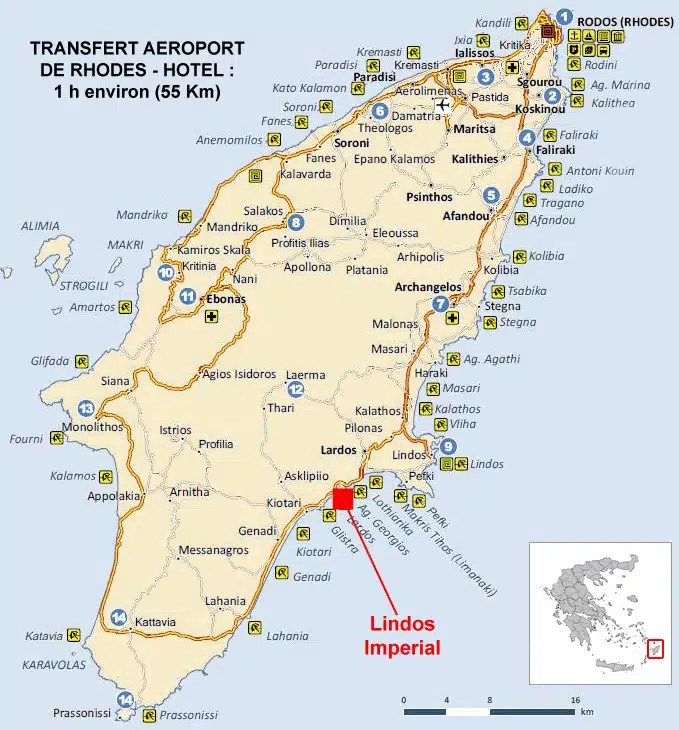 Lindos Karte Hôtel 5 étoiles Kappa Club Lindos Imperial, Ile de Rhodes, Iles