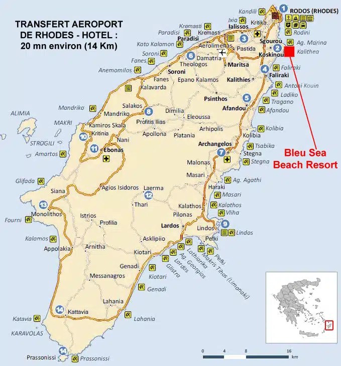 Hôtel 4 étoiles Club Blue Sea Beach Resort, Ile de Rhodes, Iles