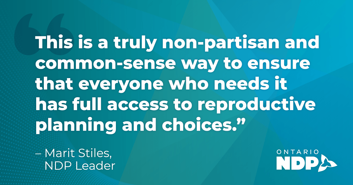 Stiles announces Ontario NDP plan to provide free contraception under