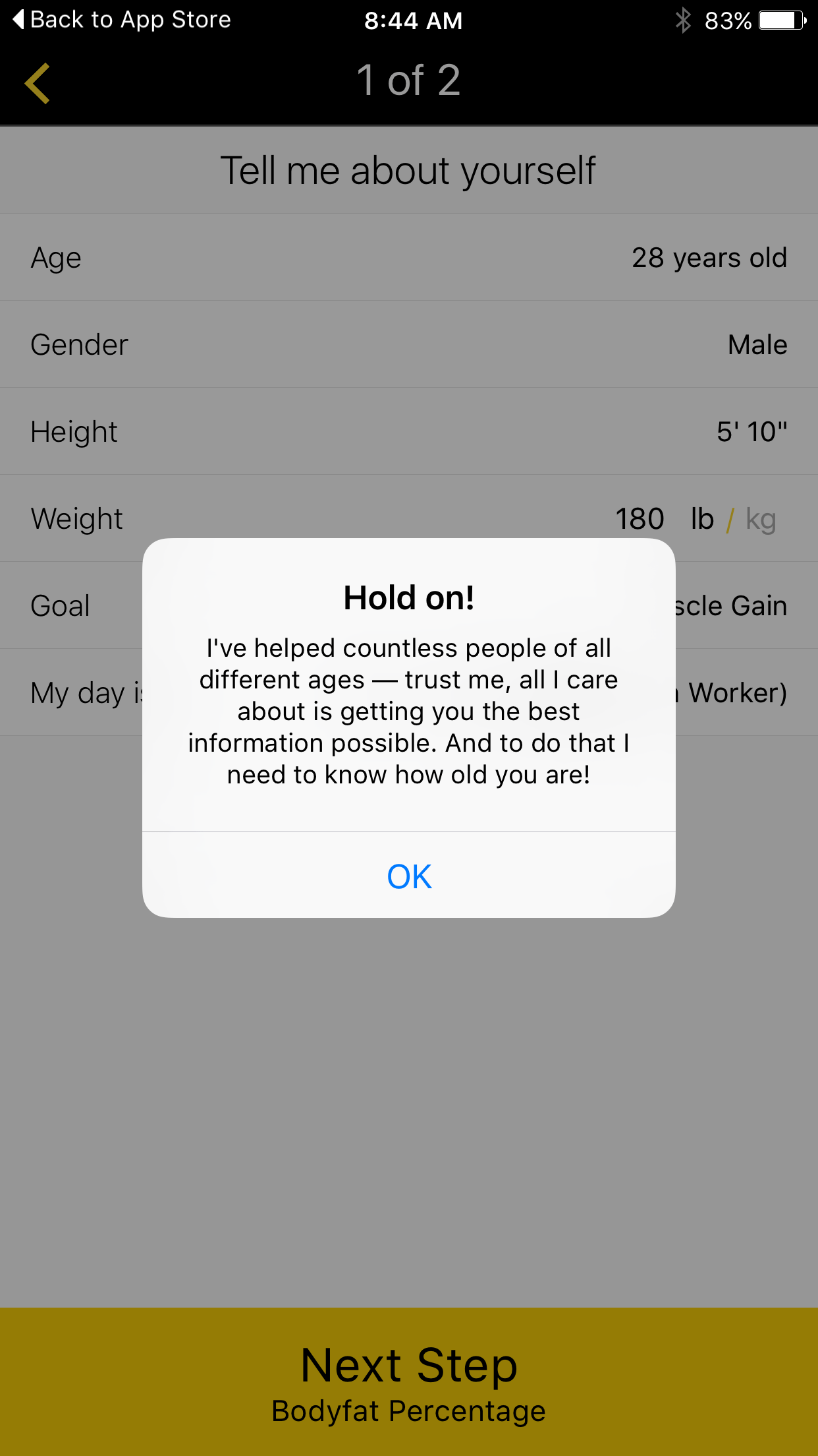 How To Get Past "Age" On Macros App On The Regimen