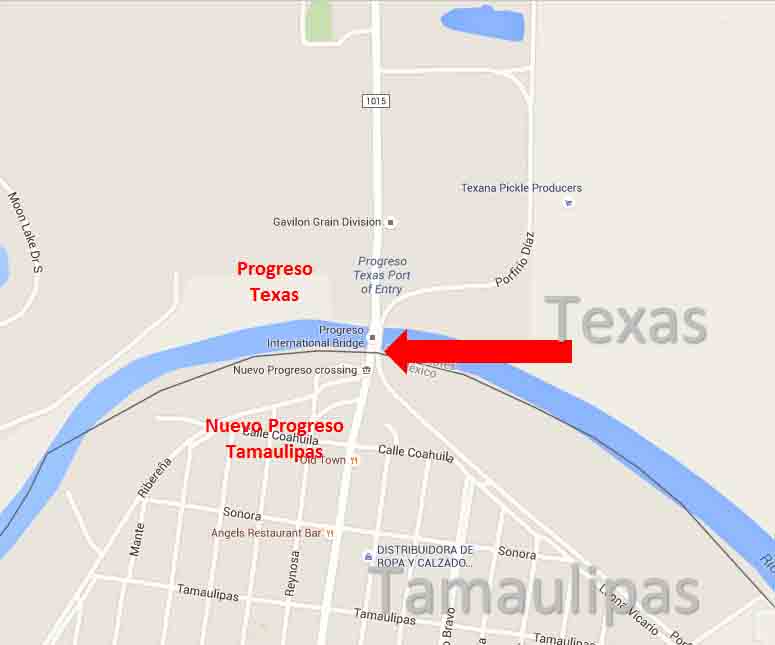 Progreso Lakes Texas Nuevo Progreso Tamaulipas Border Crossing Map 2 