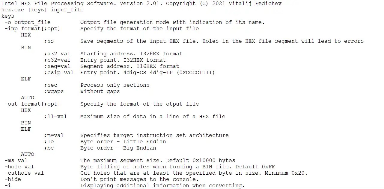 Intel HEX File Processing Software