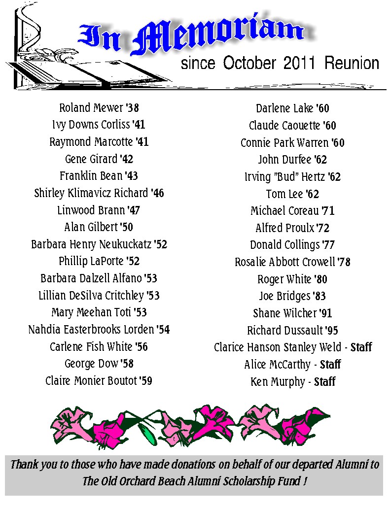 Obituaries Old Orchard Beach Alumni