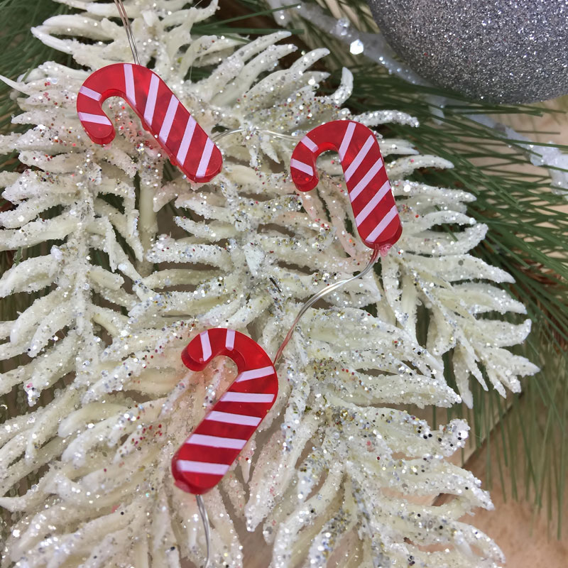 Candy Cane LED Micro String Lights Battery Operated