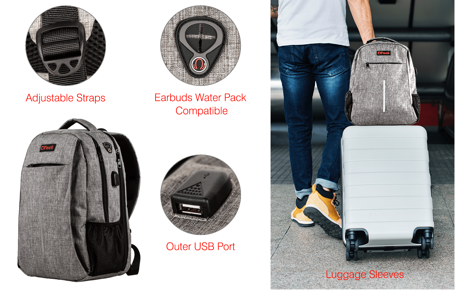 Travel 15.6″ Laptop Backpack, Anti Theft Slim RFID Blocking Pocket Opack