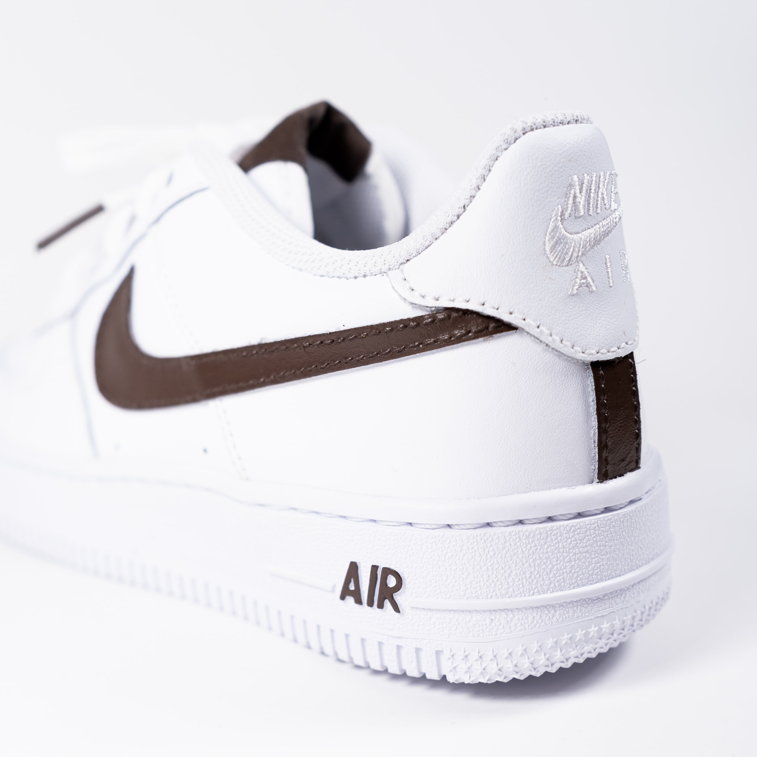 Nike Air Force 1 White Custom 'Dark CoCo Swoosh' Edition