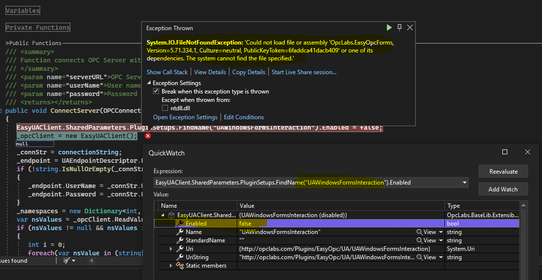File not found exception EasyUAClient not working Online Forums OPC