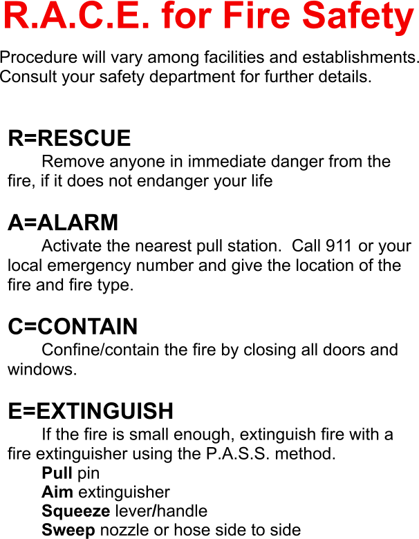 RACE for Fire Safety Openclipart