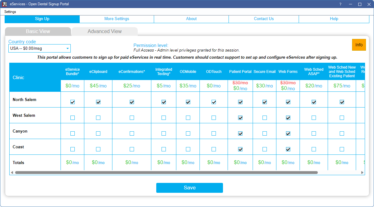 Open Dental Software eServices Signup Advanced