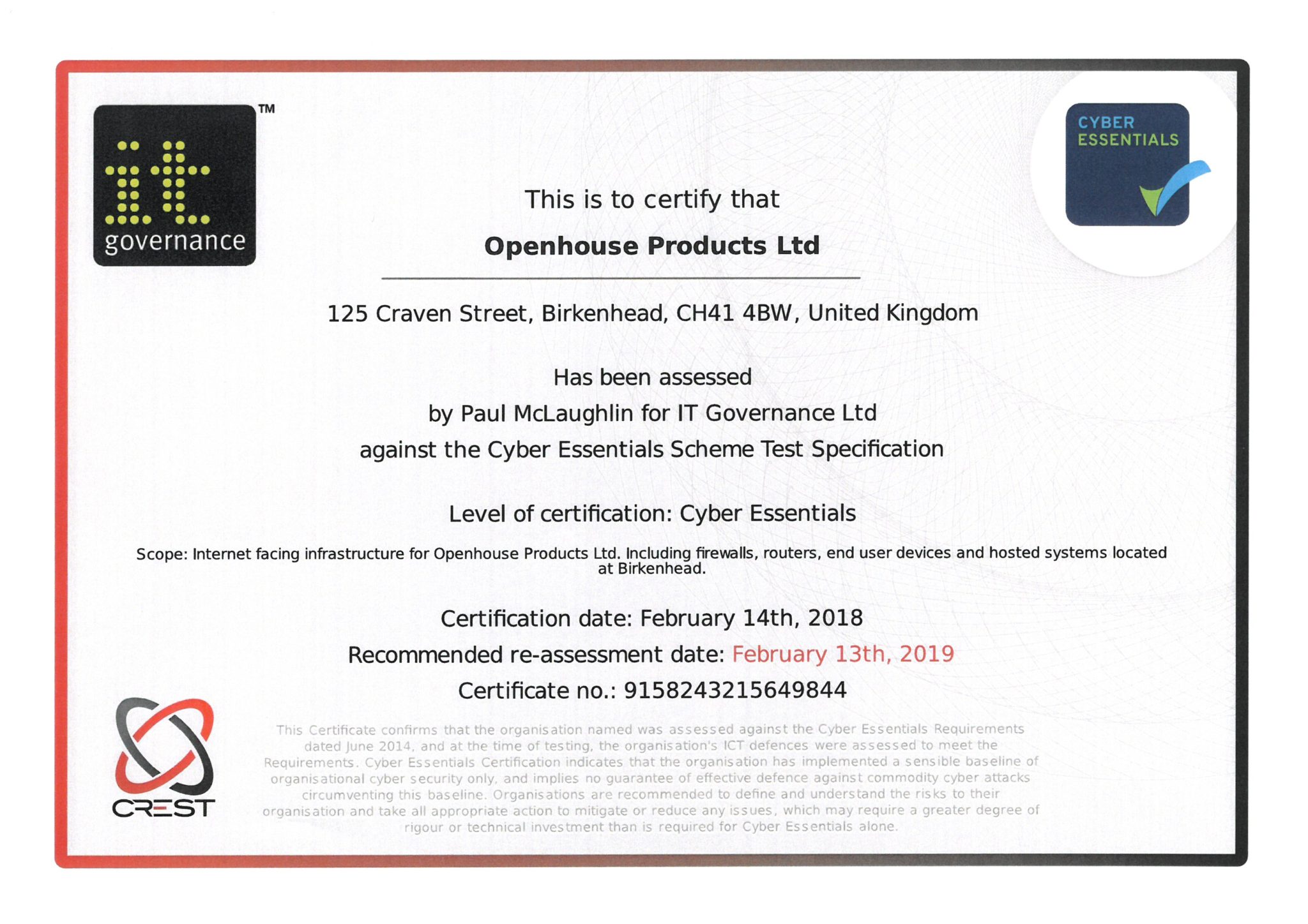 Openhouse Is Now Cyber Essentials Certified! Openhouse Products