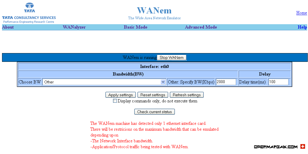 WANem basic mode