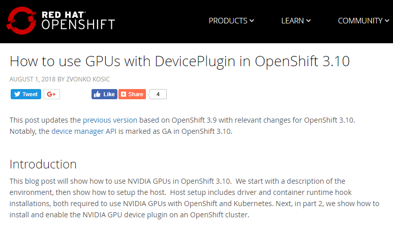 How to use GPUs with DevicePlugin in OpenShift 3.10