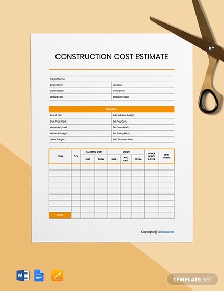 11+ Free Construction Estimate Template Excel Word!