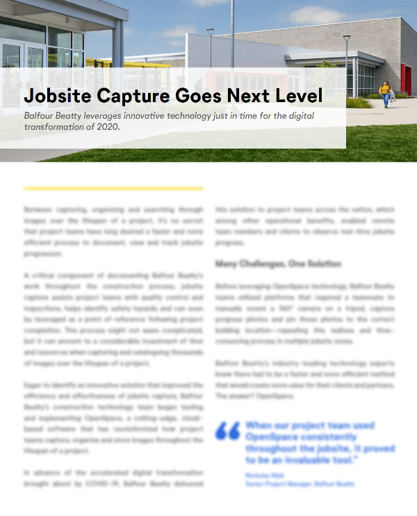 Balfour Beatty Utilizes OpenSpace Job Site Capture