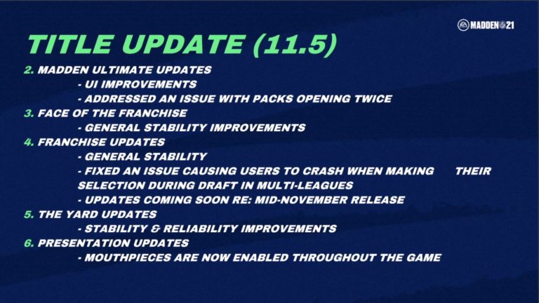 Madden NFL 21 Patch 1.15 Arrives Tomorrow, Some Patch Notes Revealed Operation Sports