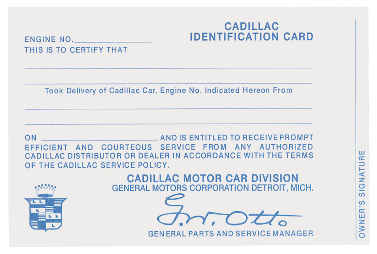 Owner's Identification Card