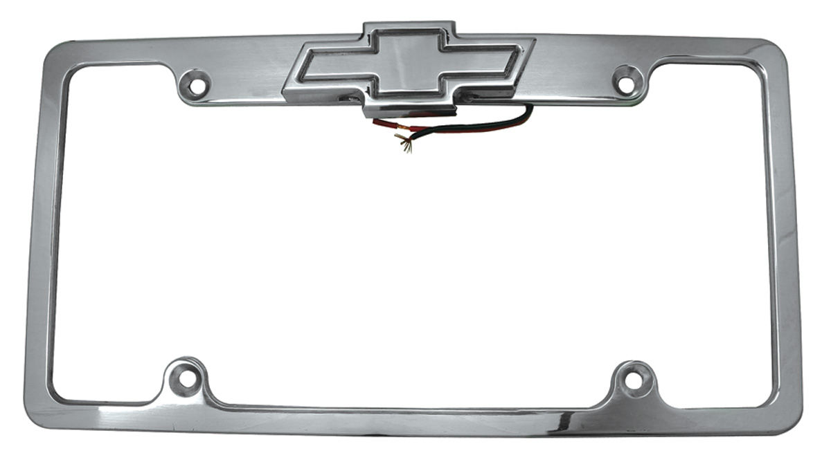 License Plate Frame w/Tag Light (Billet Aluminum) Bowtie, Polished