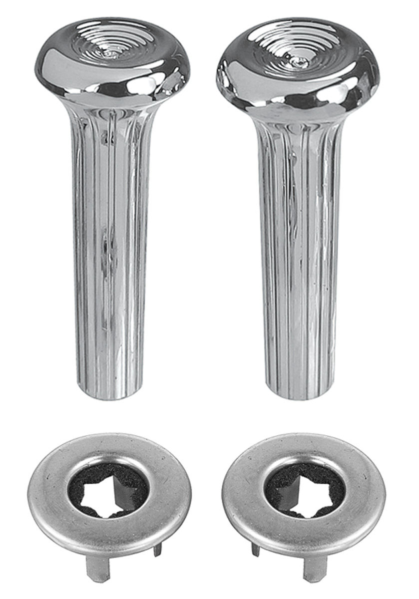 RESTOPARTS 196878 Cadillac Door Lock Knob Kit Ribbed Knobs with Chrome