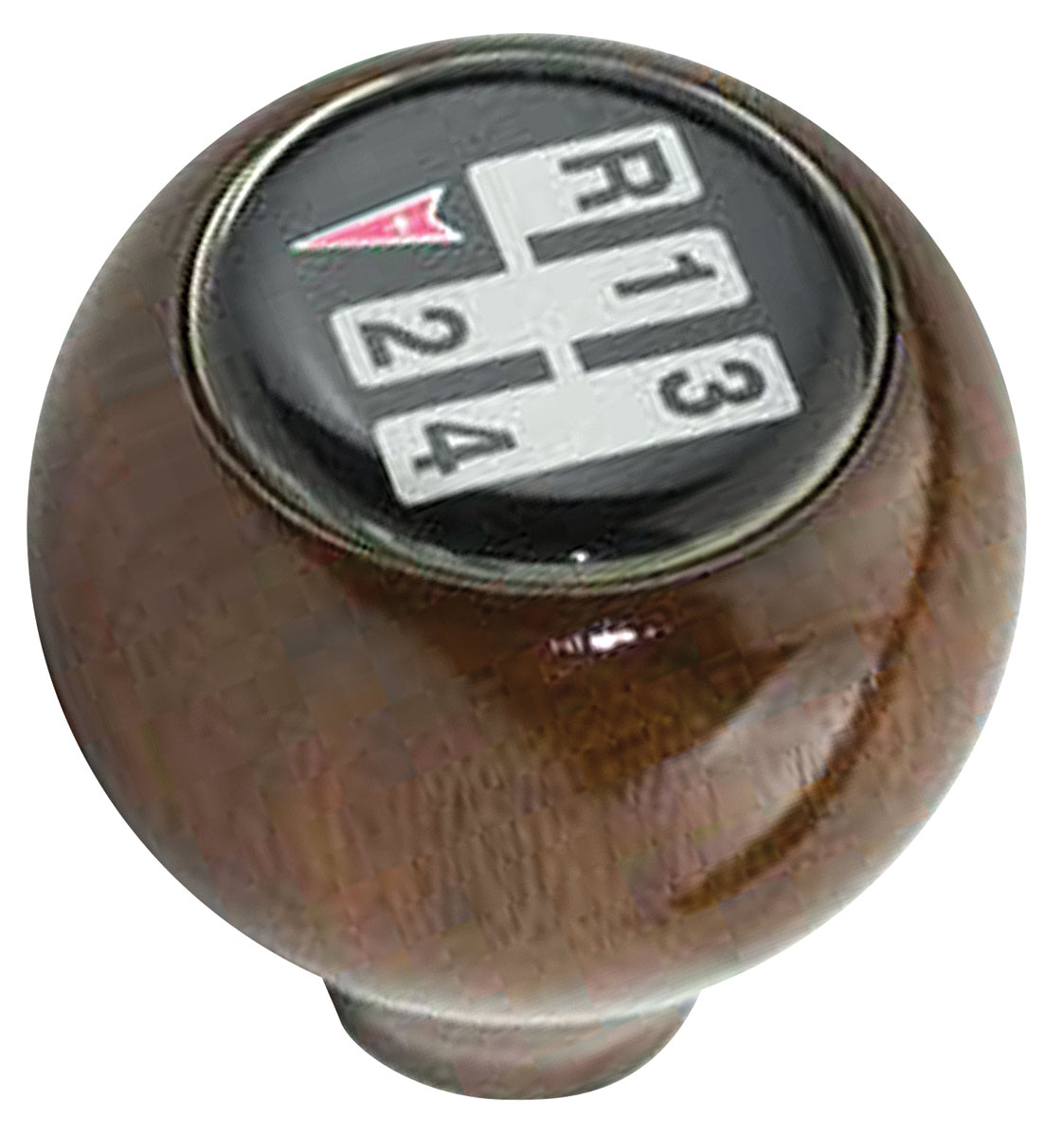 19691971 Grand Prix Shifter Knob, Walnut 4Speed, Walnut Wood w/Crest