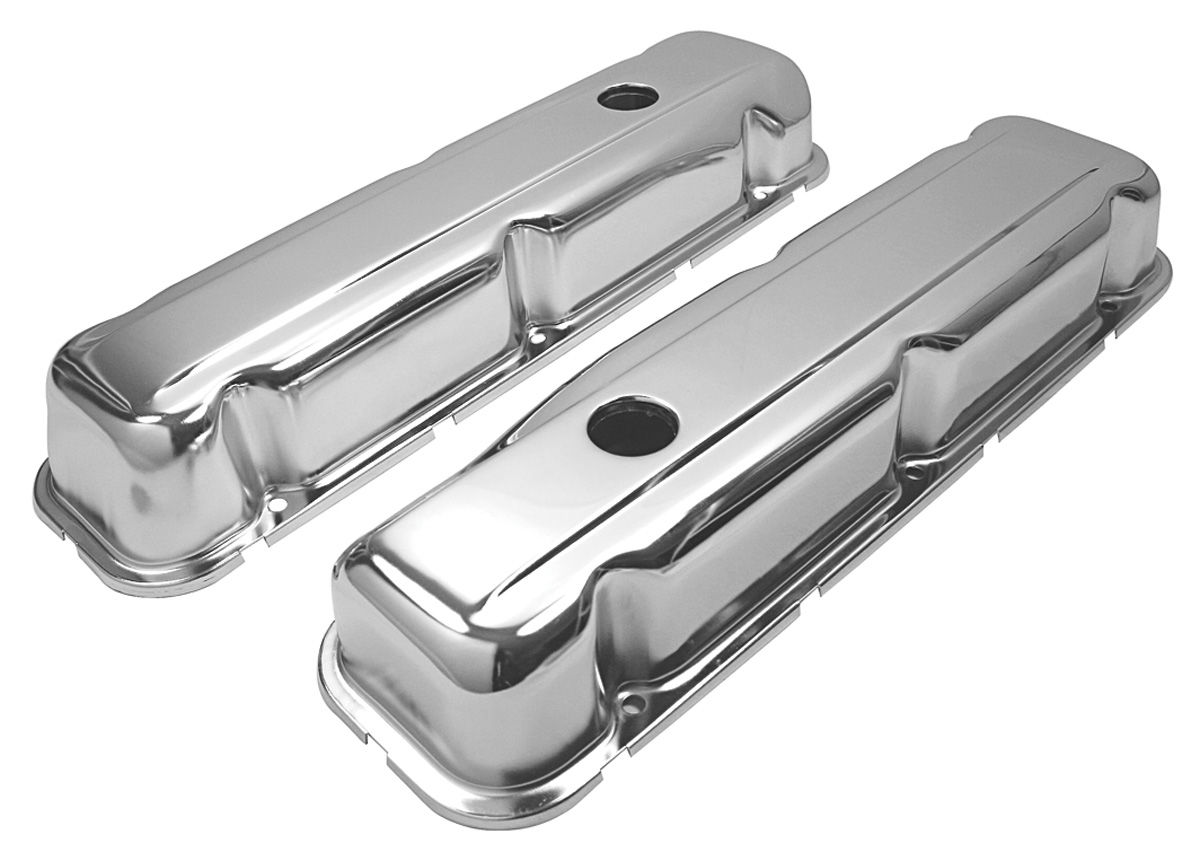 196872 Skylark Valve Covers, Buick Chrome Steel 350 for years 1968, 1969, 1970, 1971, 1972