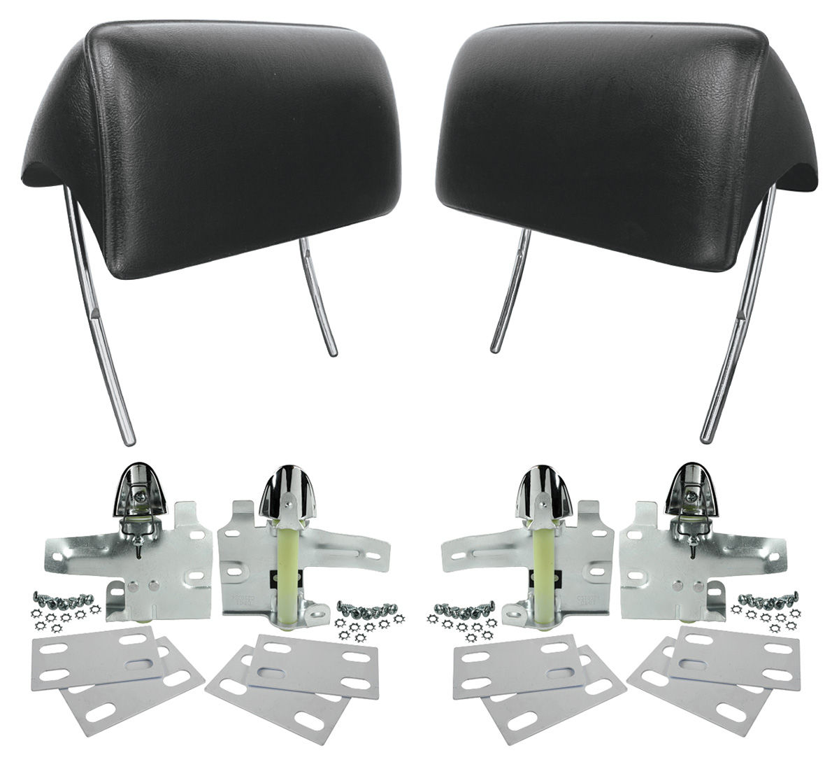 196667 Chevelle Headrests, Reproduction Bucket Seat w/Mounting Kit for