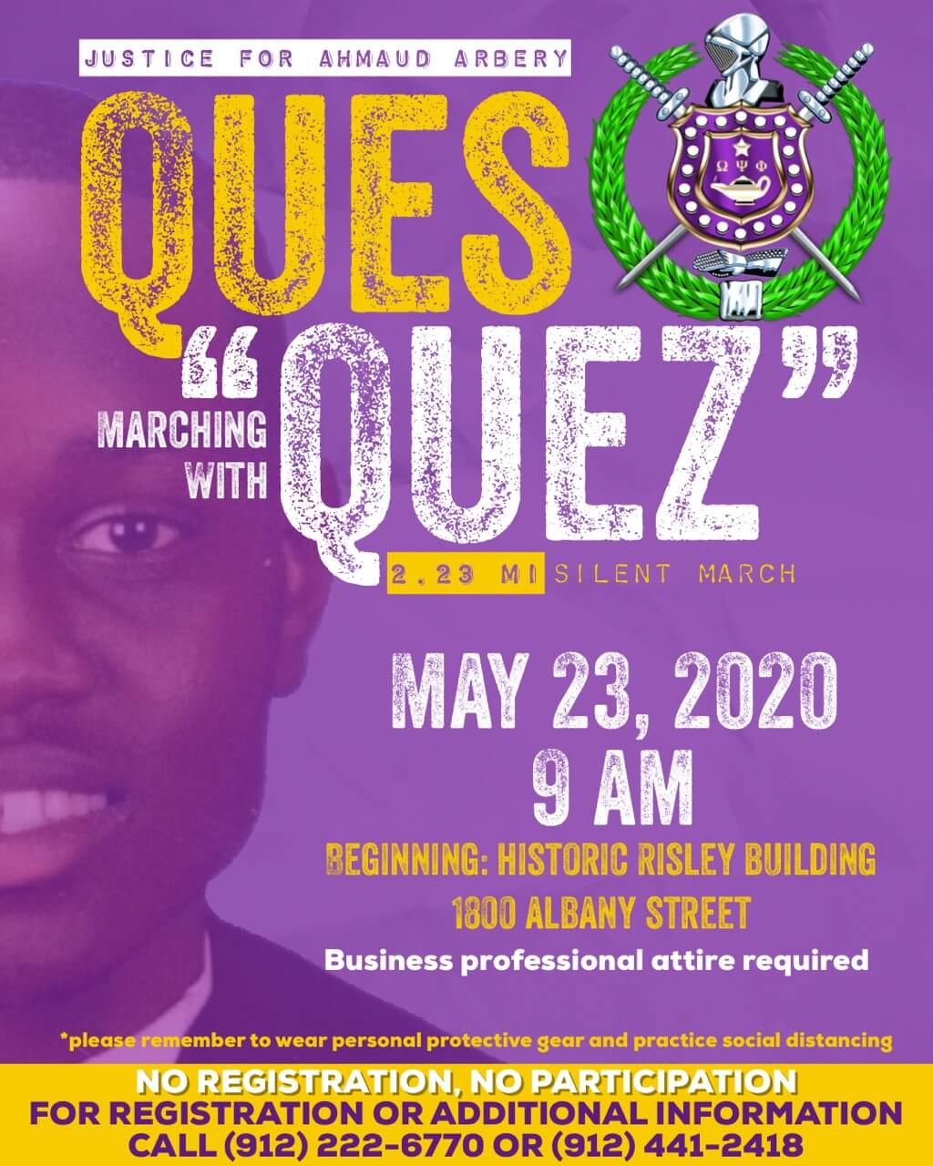 "Ques Marching with Quez" Rally for Ahmaud Arbery Omega Psi Phi