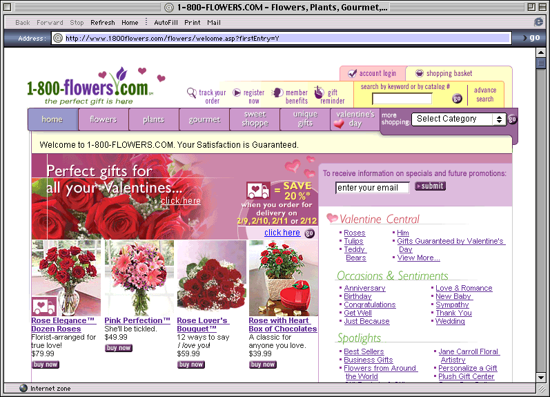 Valentine Flower Sites No Bed of Roses Usability Thorns Await speed