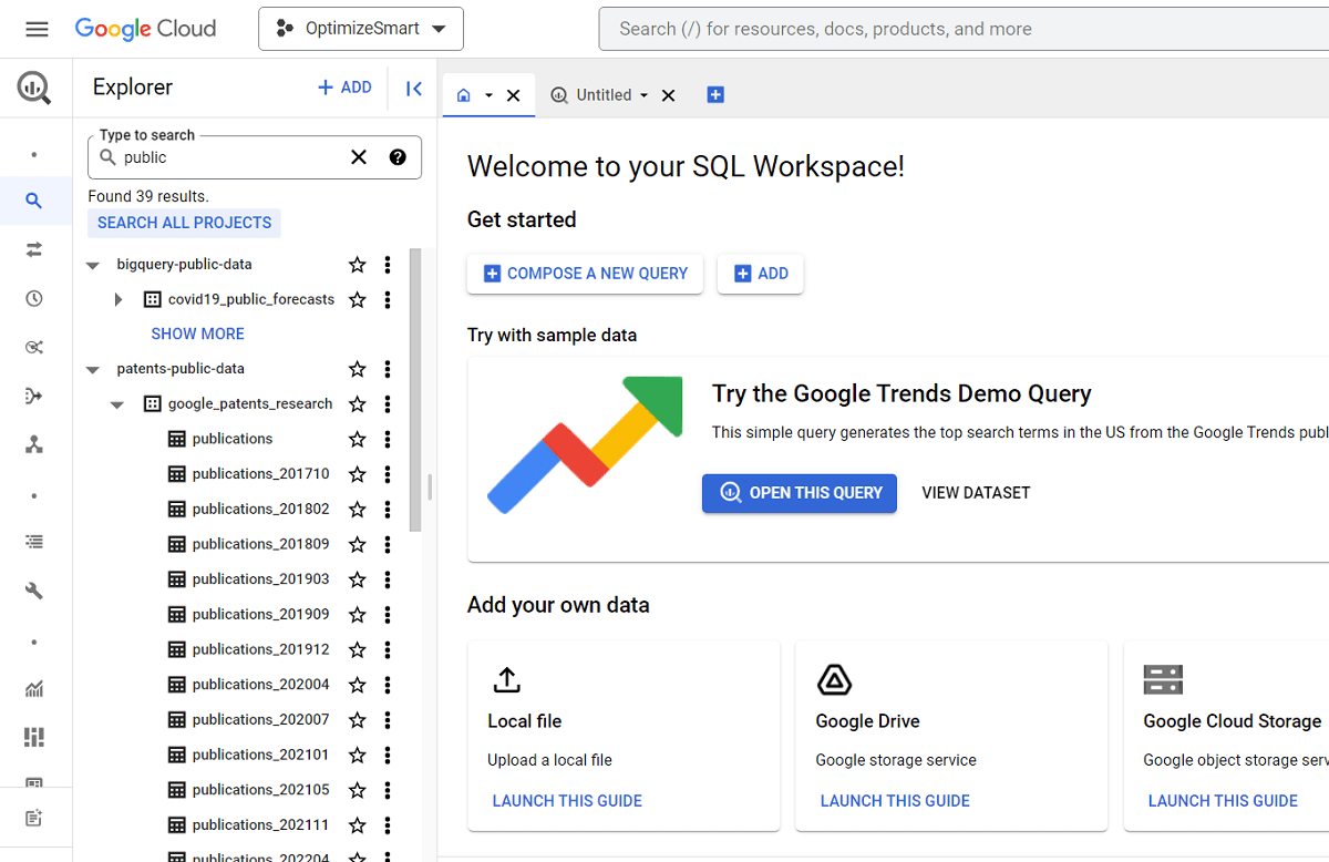How to access BigQuery Public Data Sets