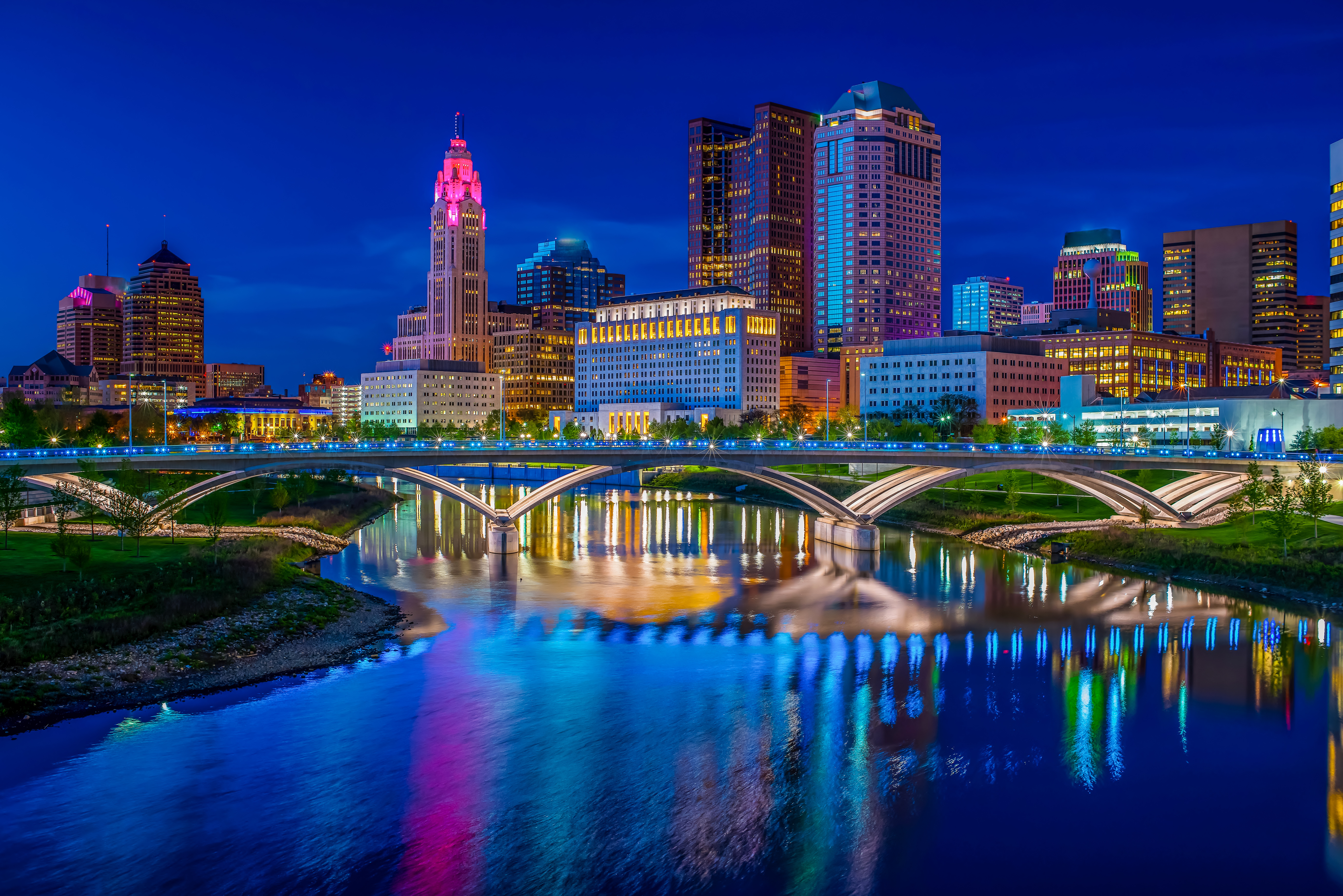 Sunset Calendar 2024 Columbus Ohio Columbus Ohio reflected in Scioto River at Sunset