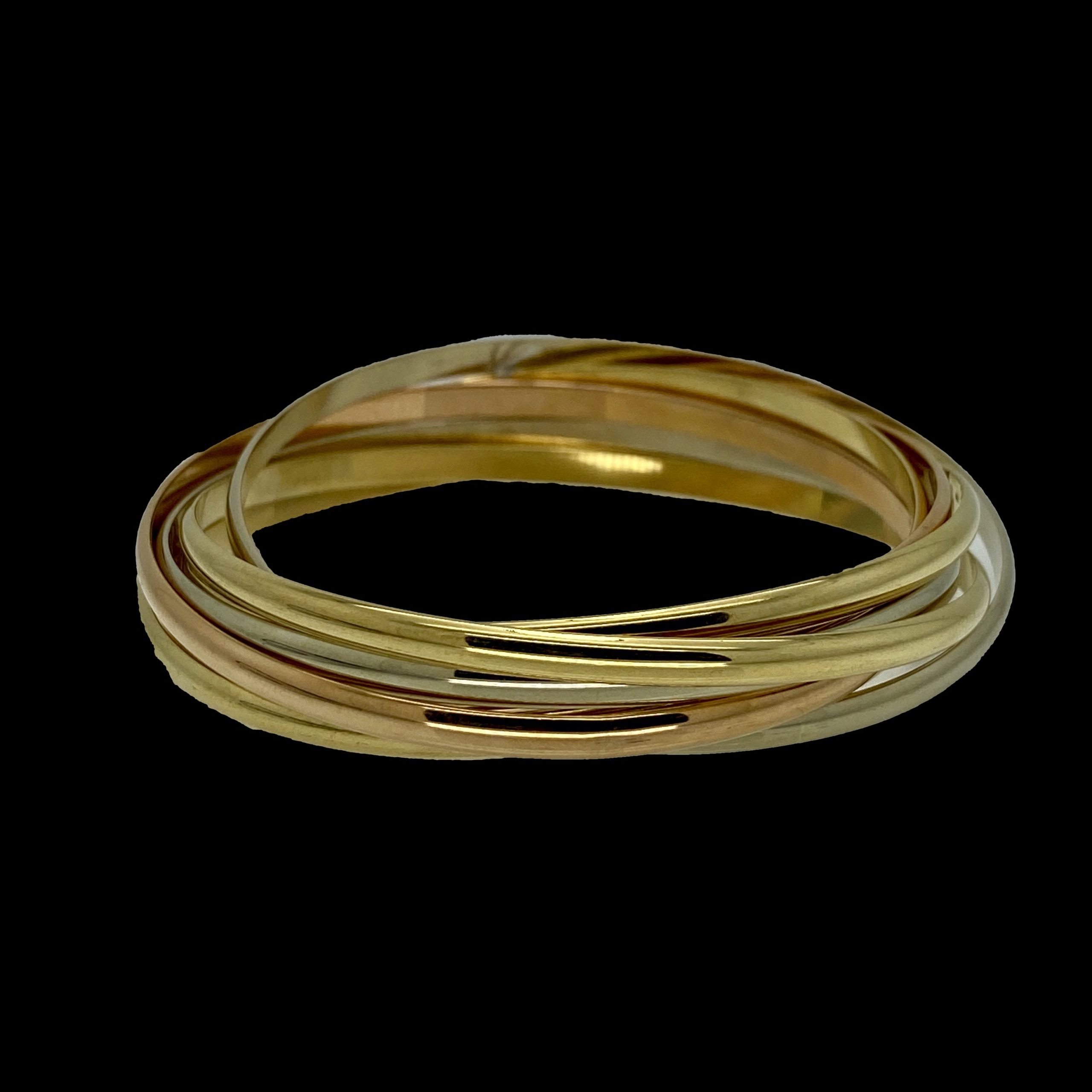 BRACELETS CARTIER TRINITY SEMAINIER 7 ANNEAUX ENTRELACES OR GRIS, JAUNE