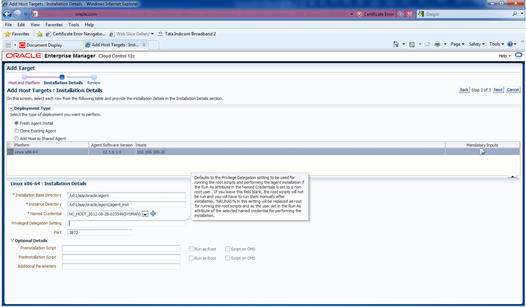 12c Agent Deployment & Issues (Host Unable to Communicate with OMS