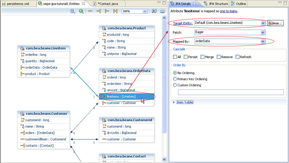 OEPE Spring JPA Tutorial Step 4 Managing Persistent Entities with the