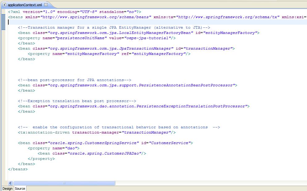 OEPE Spring JPA Tutorial Step 6 Generating Spring ORM