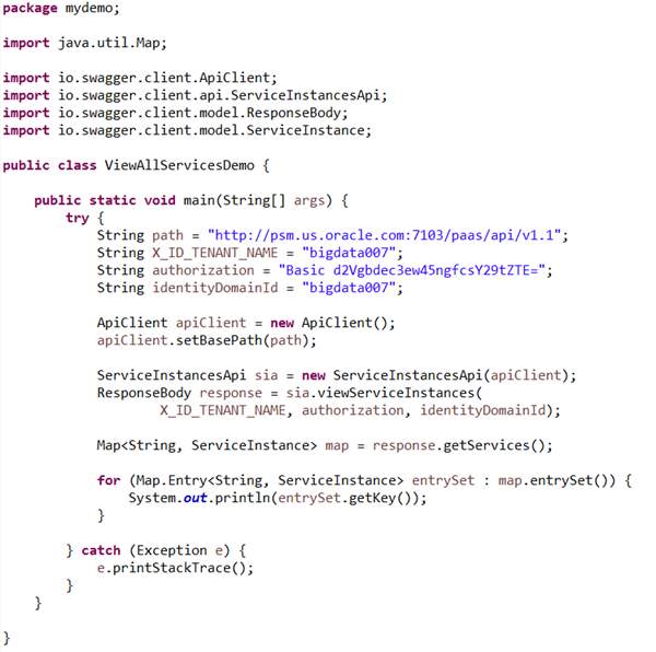 Managing Oracle Event Hub Cloud Service Topic using a Swagger