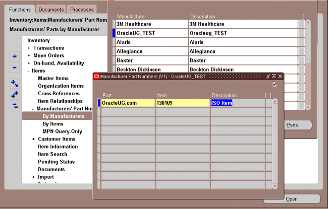 Defining Manufacturer Part Numbers | OracleUG