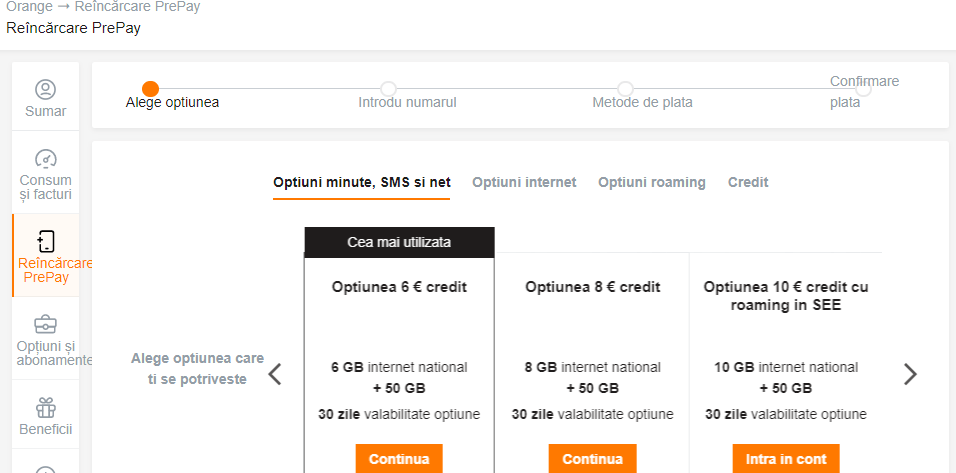 reincarcare orange prepay fara cont dispersare Posibil culoare