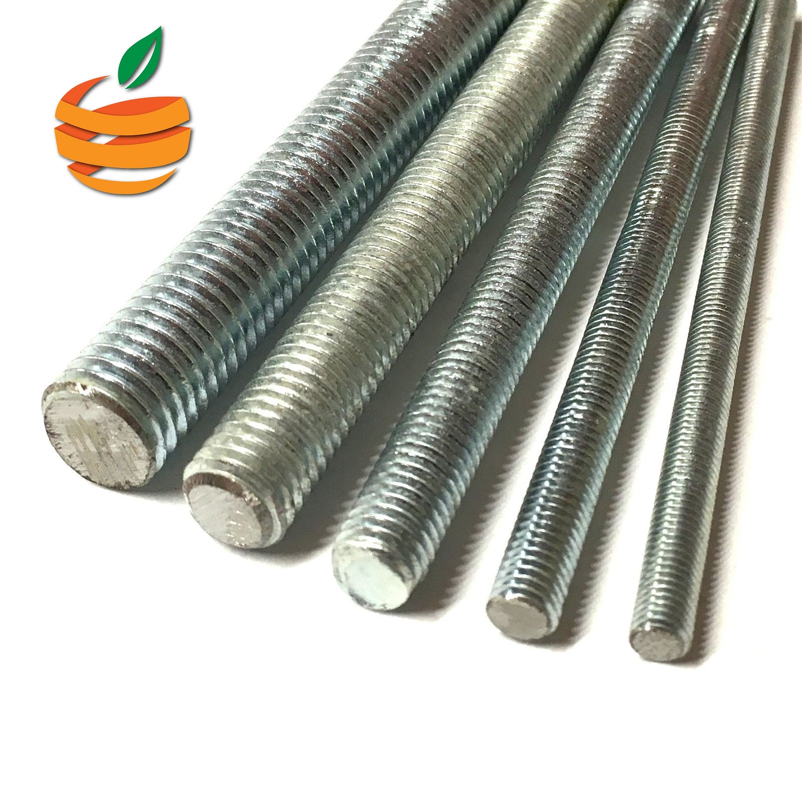 1000 mm M10 Zinc Plated Threaded Rod Orange 3D