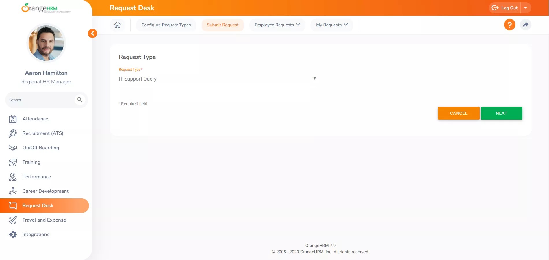 Request Desk HR Software OrangeHRM