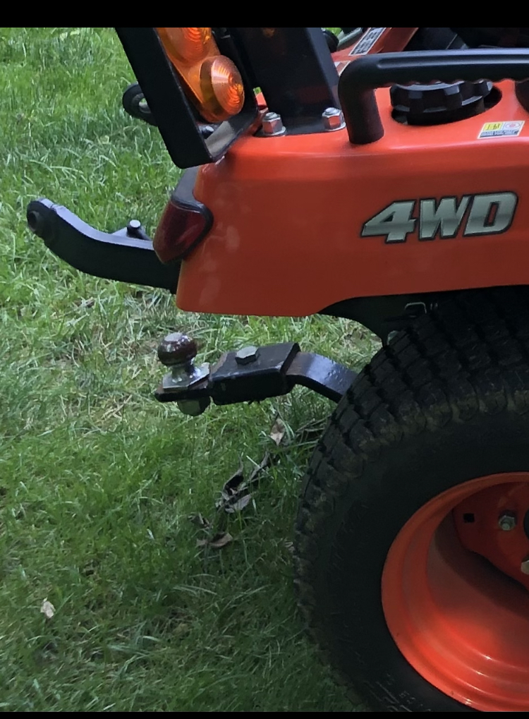 Mounting a trailer hitch ball on the rear of a BX23S