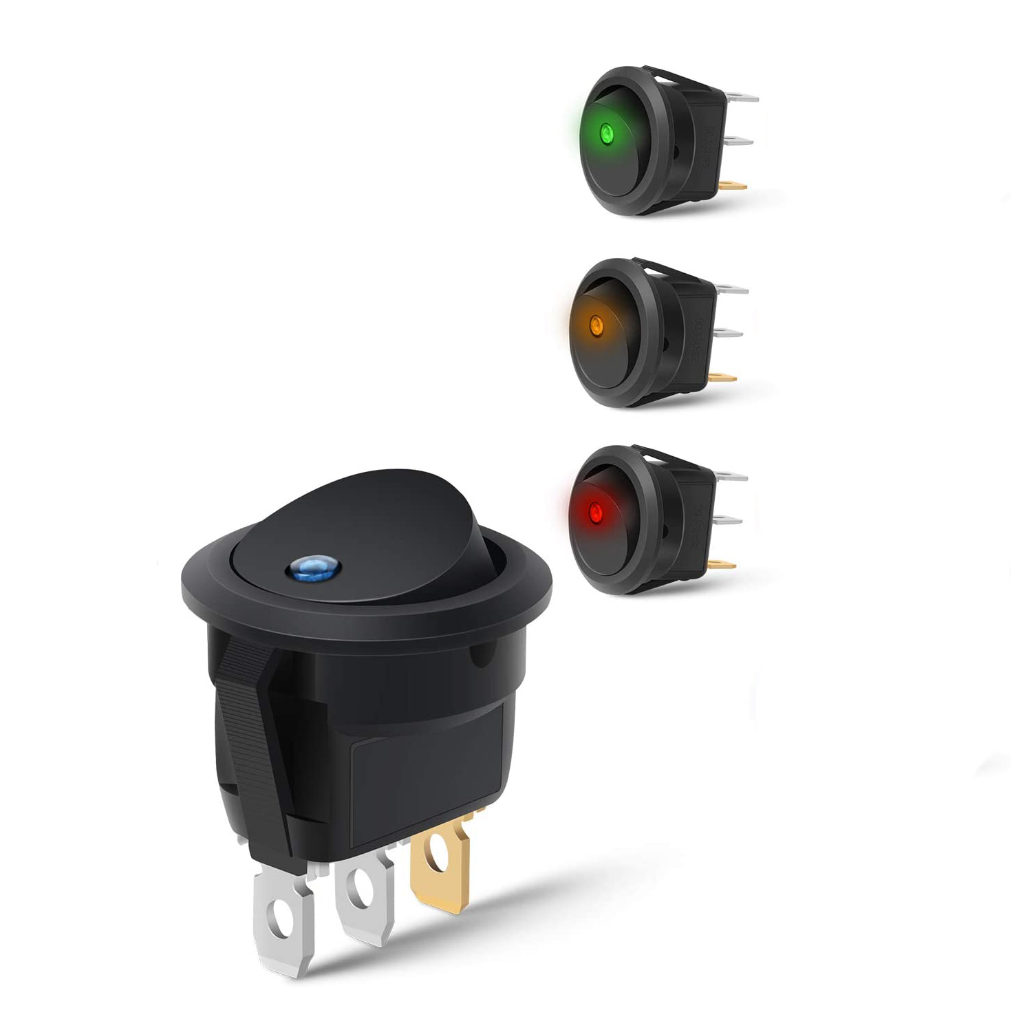 4 Rocker Switch Interruptor De Tecla Redondo Con Luz Led Orbis Depot