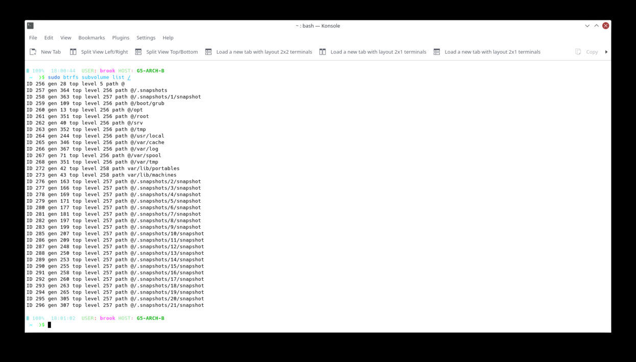 An Arch Linux Installation on a Btrfs Filesystem with Snapper for