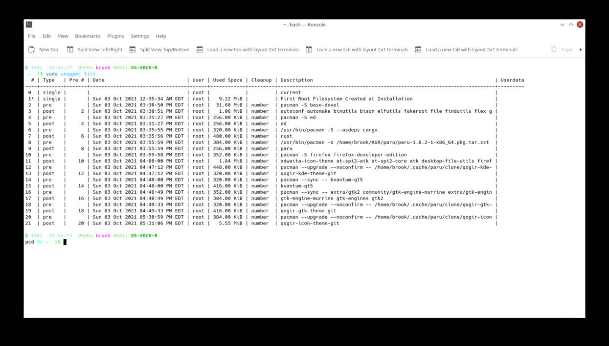An Arch Linux Installation on a Btrfs Filesystem with Snapper for